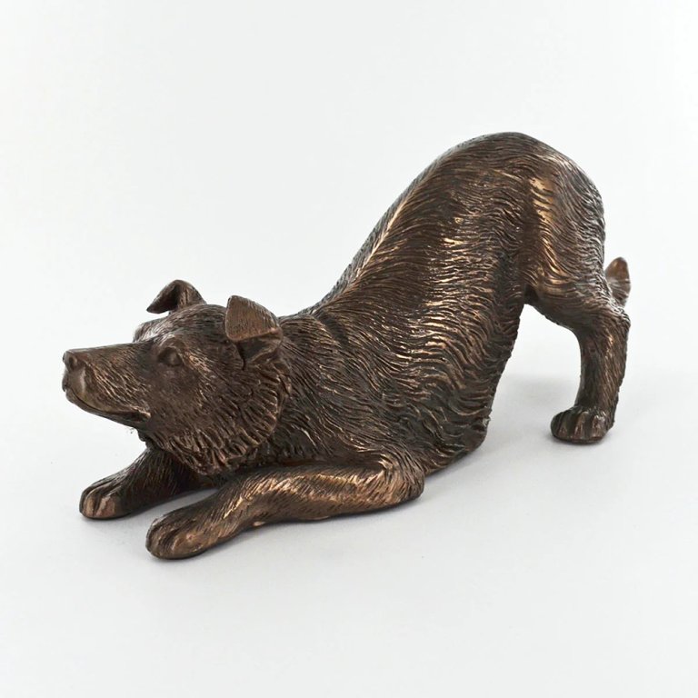 Bronze Border Collie Bronze Statue side view