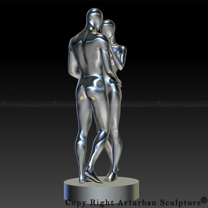 Statua della coppia che si abbraccia in vista di progettazione 3D
