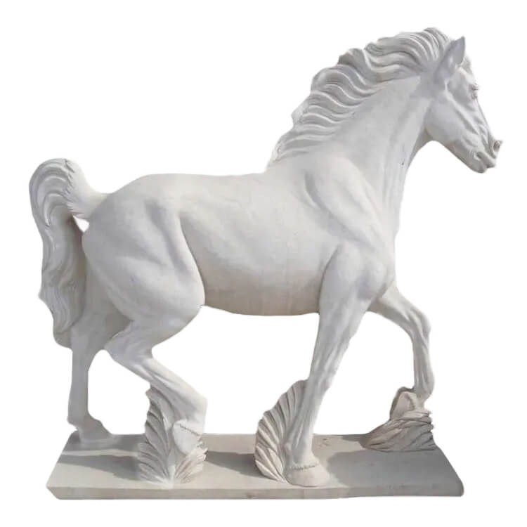 Graceful Horse Marble Statue in walking pose