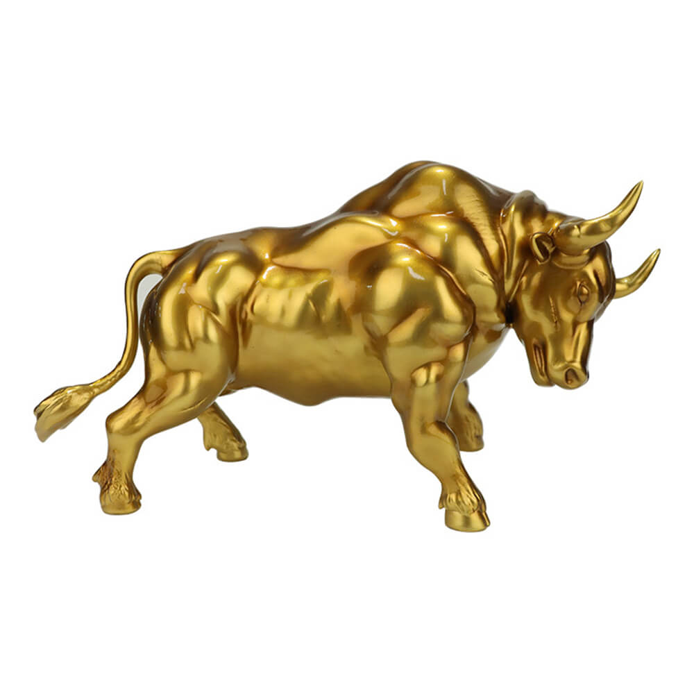 Bronzene Kunstwerk Goldene Stier-Skulptur mit kräftigem muskulösem Körper