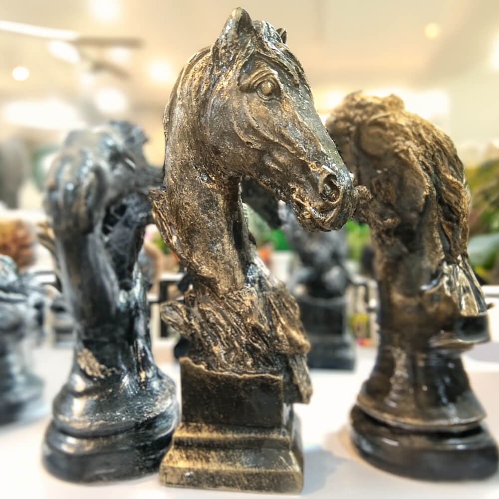 Copper Horse Head sculpture with antique finish