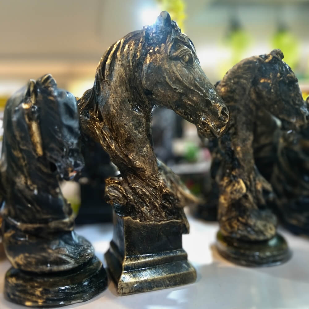 Copper Horse Head sculpture with detailed mane