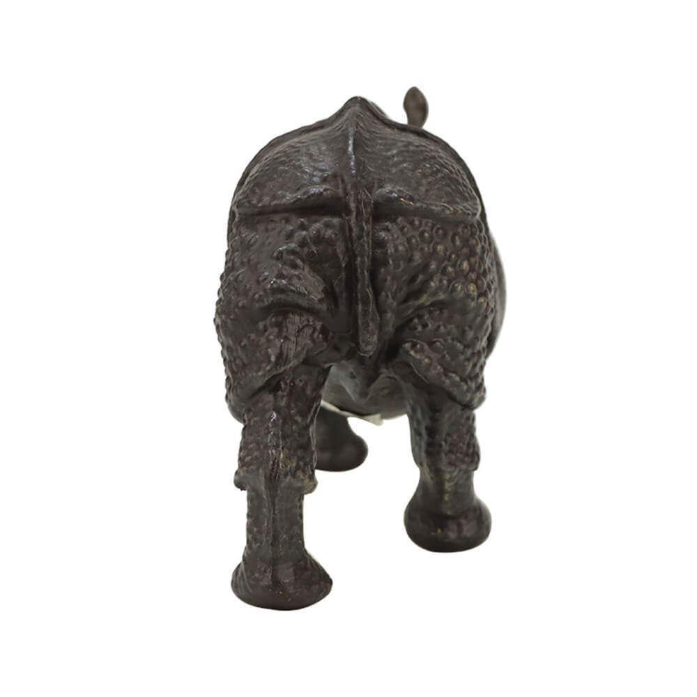 Decorative Rhino Bronze Sculpture capturing the strength and unique features of the Indian rhinoceros