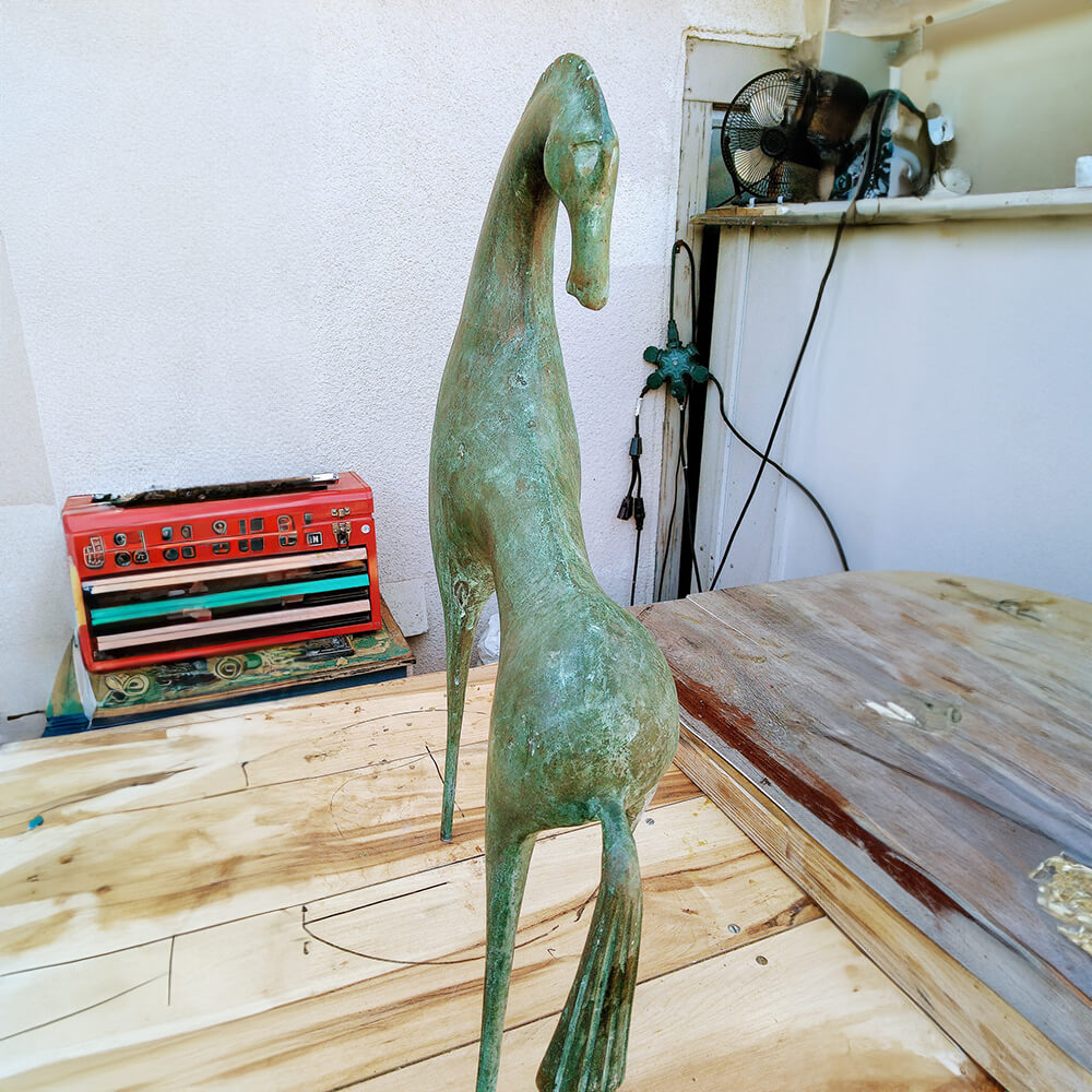 Dekorative bronzene etruskische Pferdestatue im Stil von Boris Lovet-Lorski