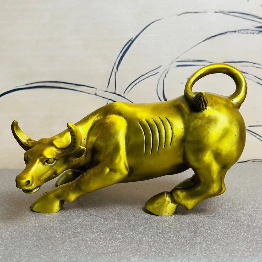 Figurine décorative en bronze du Taureau de la Bourse symbolisant la prospérité et la croissance financière