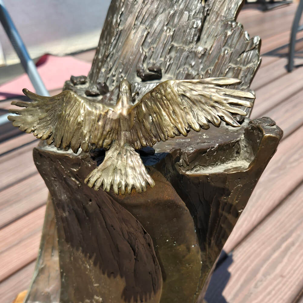Detailed Eagle Bird Sculpture in bronze with spread wing