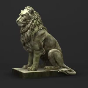 Estatua de león a tamaño real en venta en bronce que representa a un poderoso león sentado