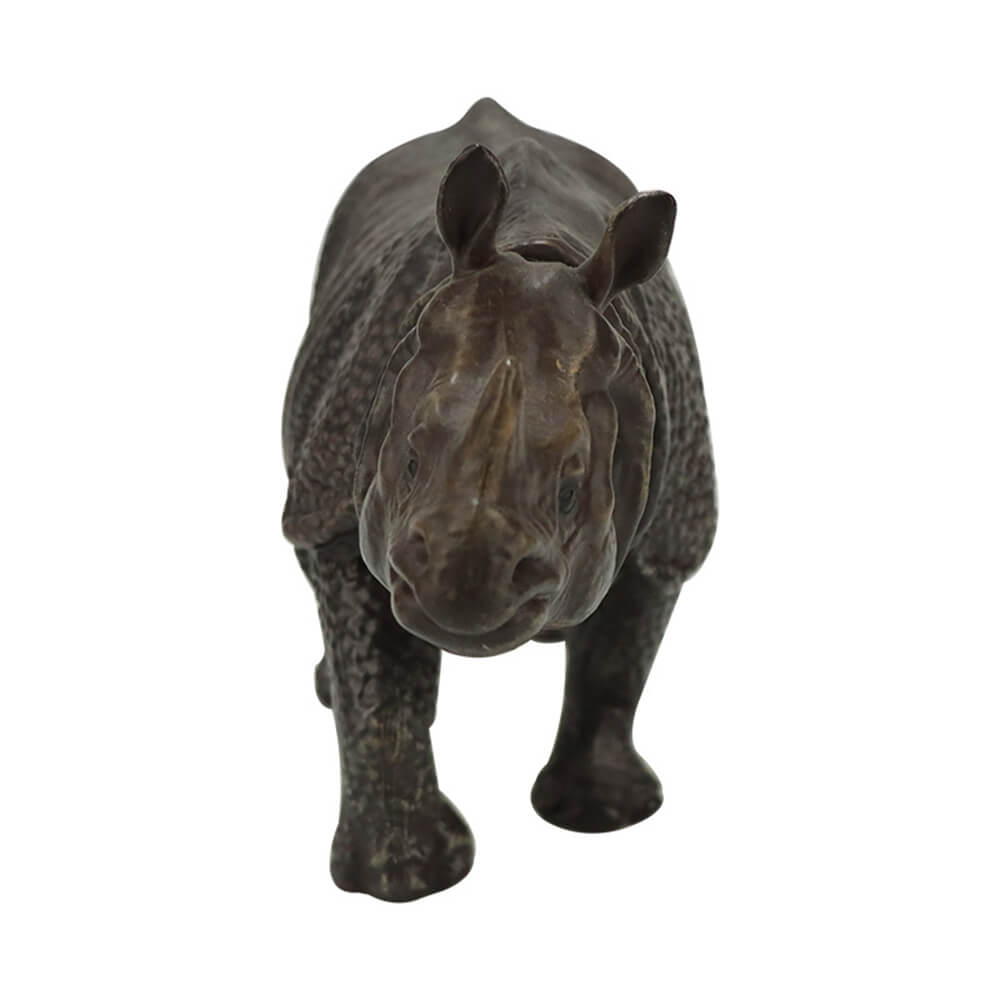 Realistic Rhino Bronze Sculpture with single horn