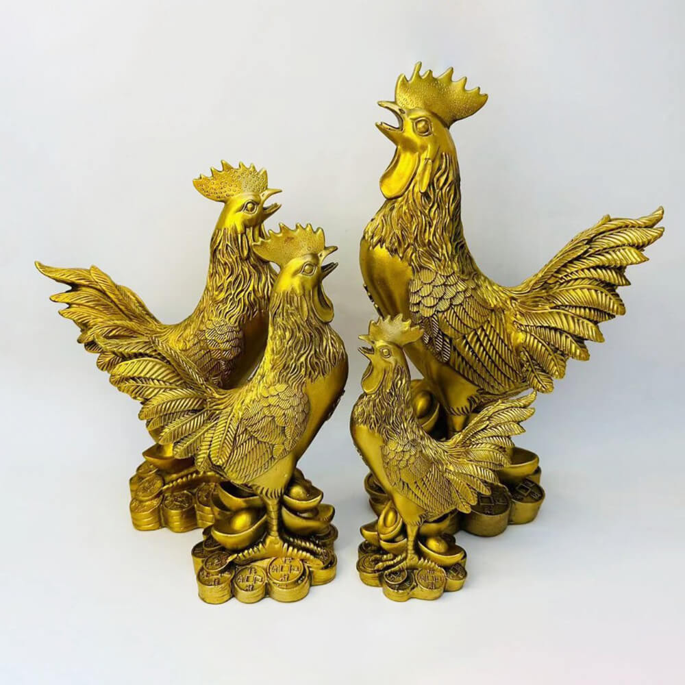 Traditional Brass Rooster Statue symbolizing prosperity and harmony