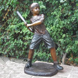 Bases Loaded Statue bronze boy baseball player