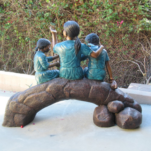 Bronze Children with Butterfly yard Statue back view