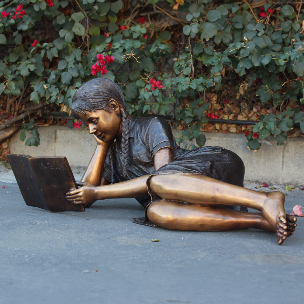 Bronze Sculpture Girl Reading book