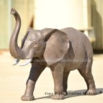 3 Bronze elephant with trunk up statue profile