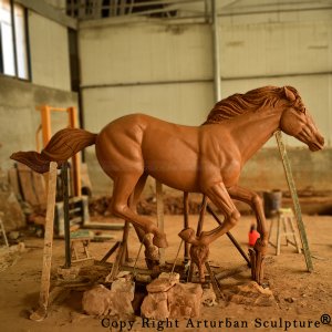 4 Clay galloping horse model side view