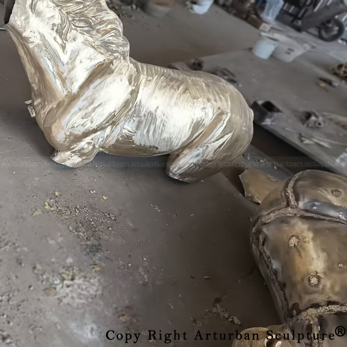 5 Cast bronze horse body before assembly