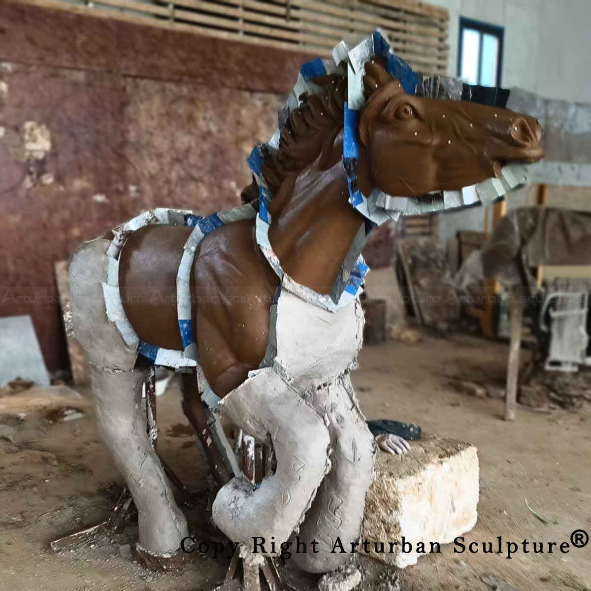 5 Sectioned Plaster mold for bronze running horse statue