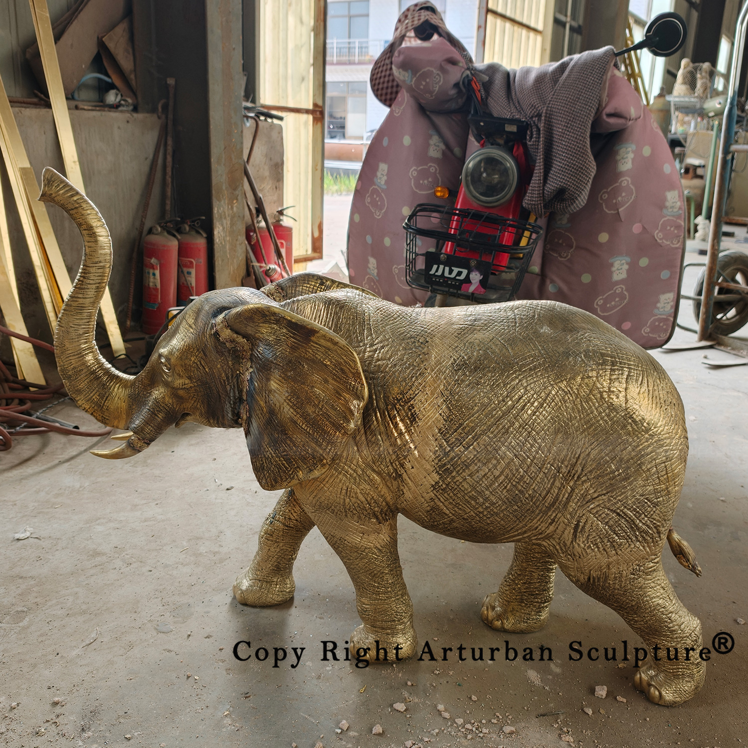 5 Welded bronze elephant sculpture before coloring