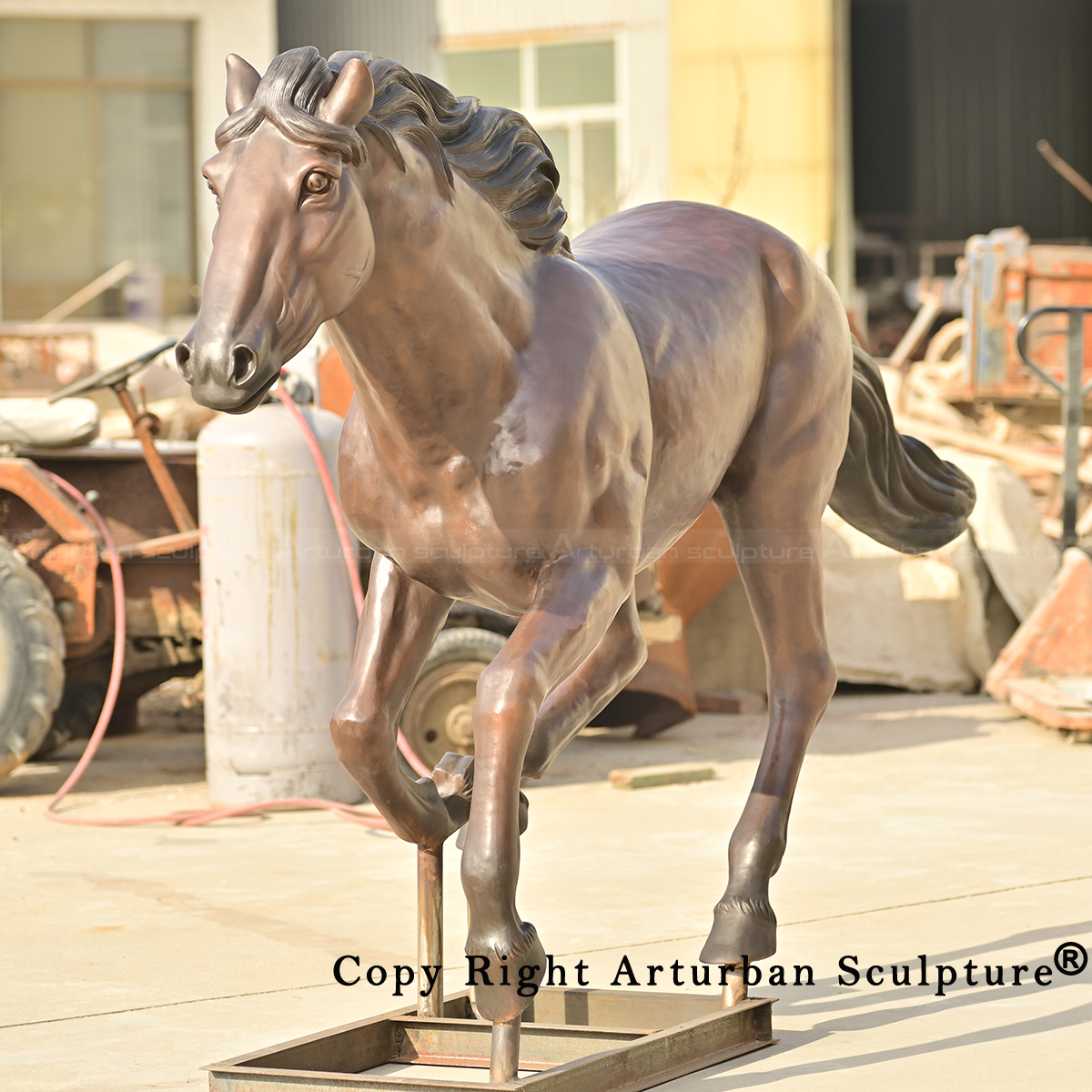 6 Front view bronze galloping horse sculpture
