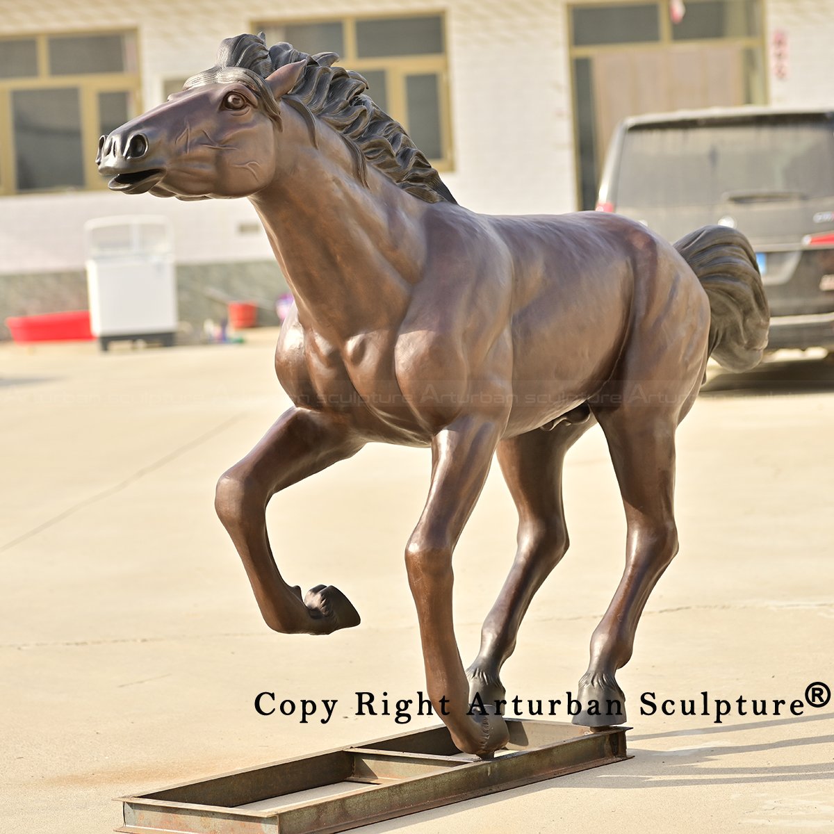 6 Outdoor bronze running horse statue display