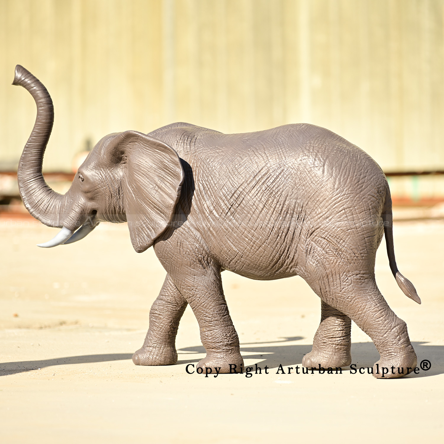 8 Realistic walking African elephant bronze sculpture