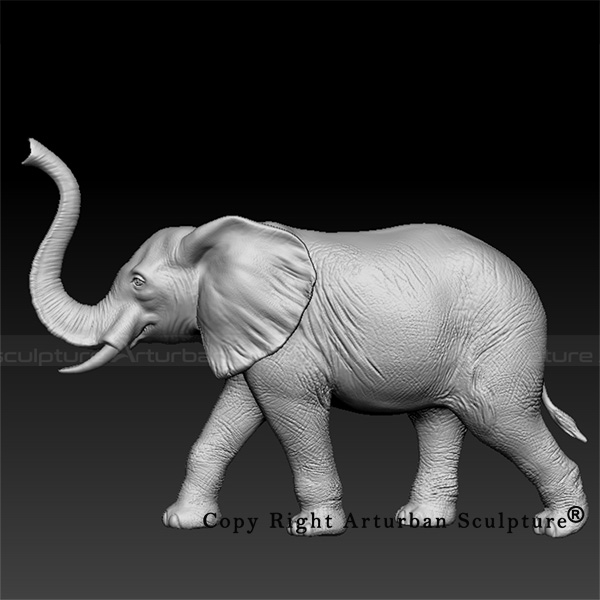 8 Walking elephant 3D model left profile