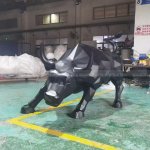 Black Geometric Wall Street Bull Sculpture design