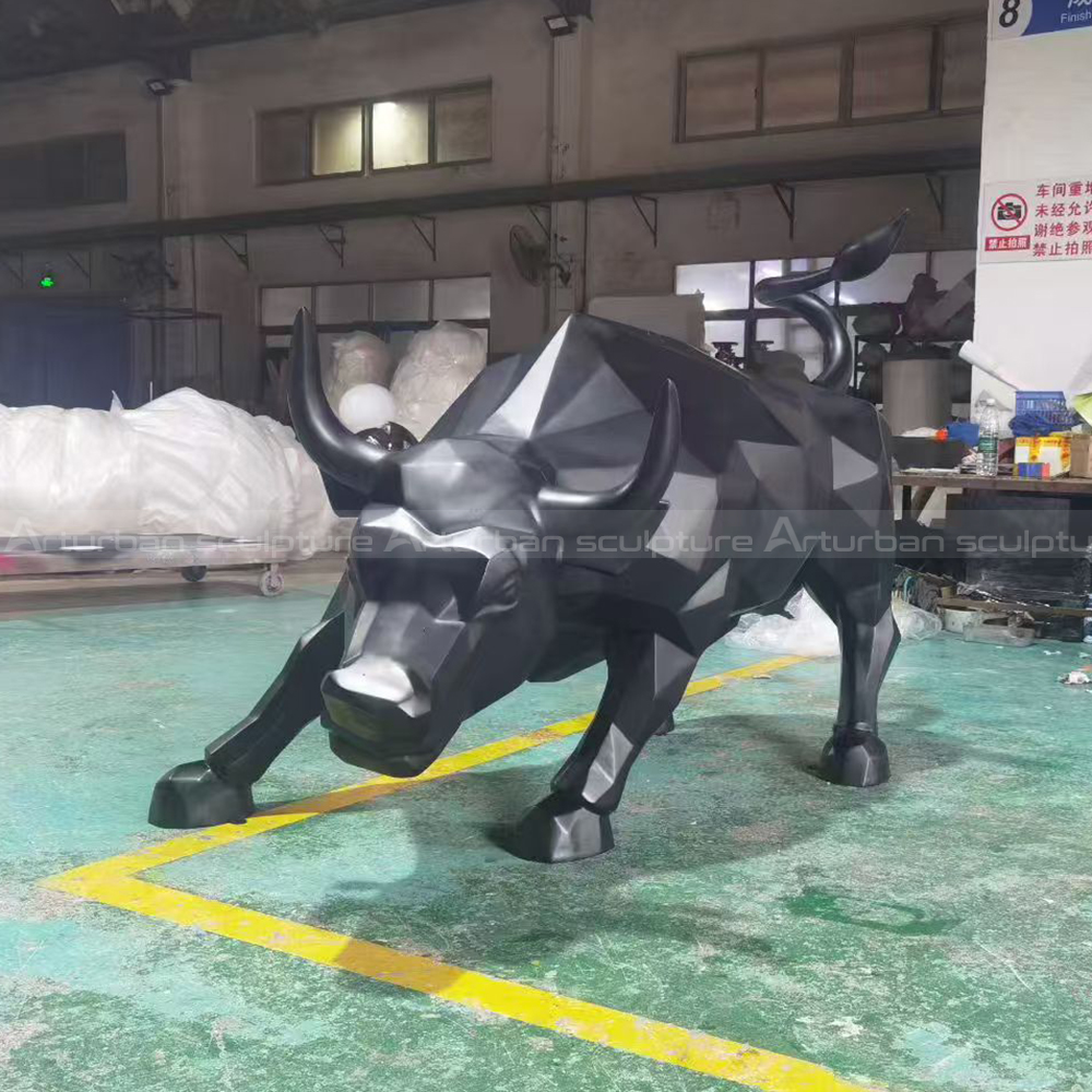 Black Geometric Wall Street Bull Sculpture design