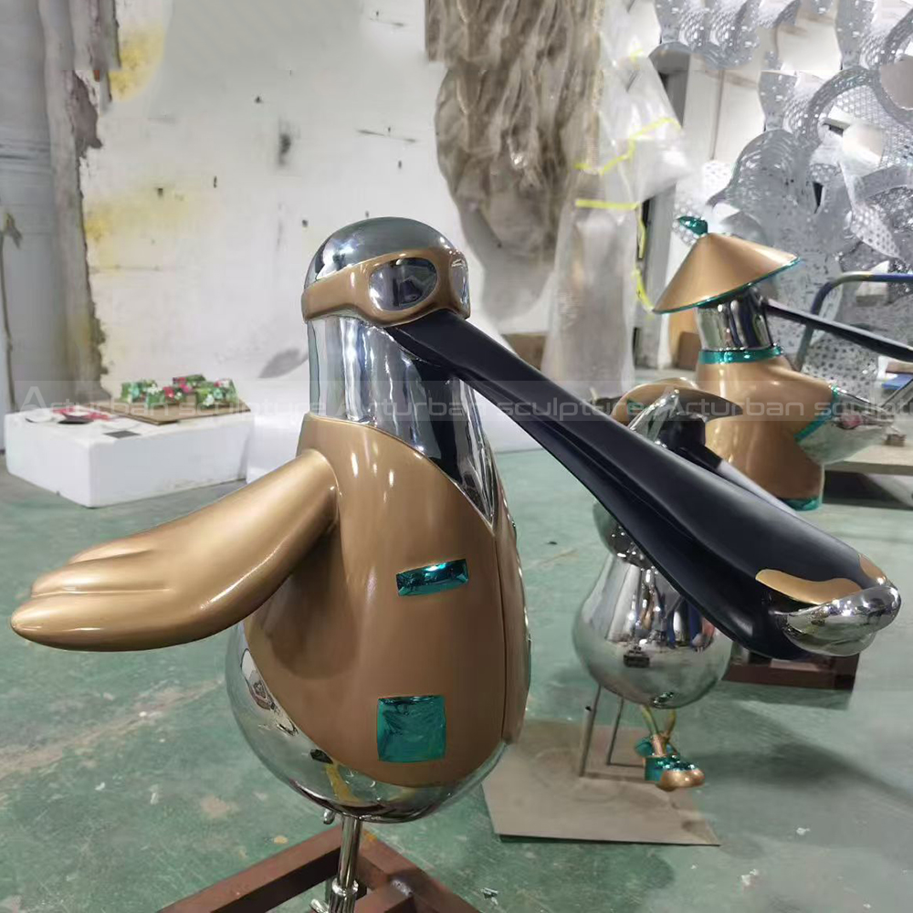 Cartoon Bird Sculpture stainless steel aviator bird