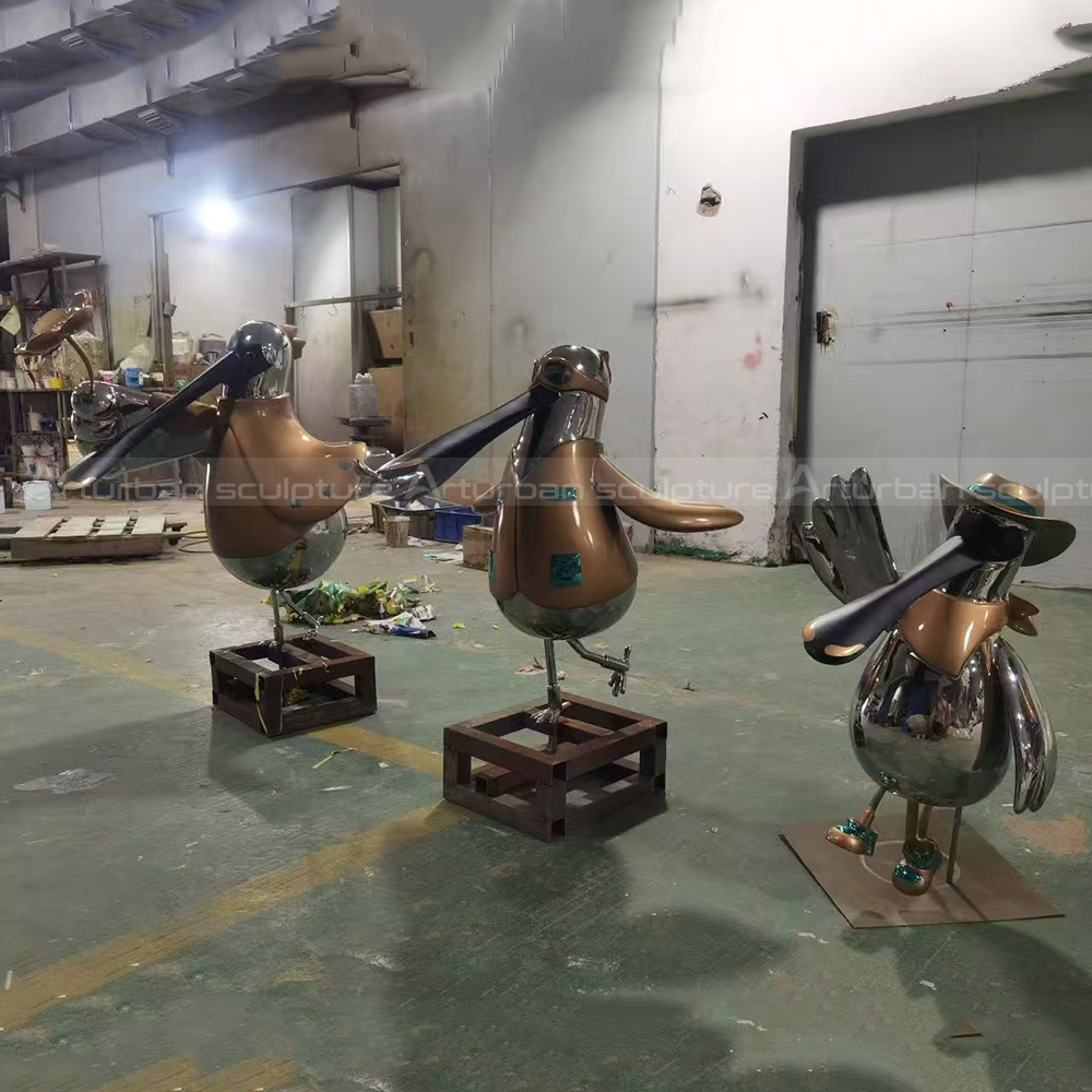 Cartoon Bird Sculpture stainless steel outdoor group