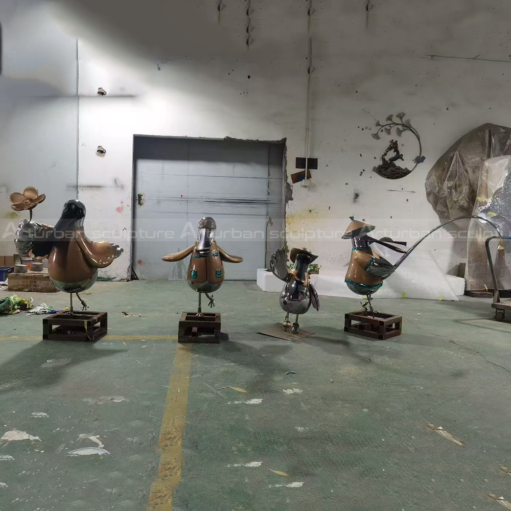 Cartoon Whimsical Bird Sculpture stainless steel
