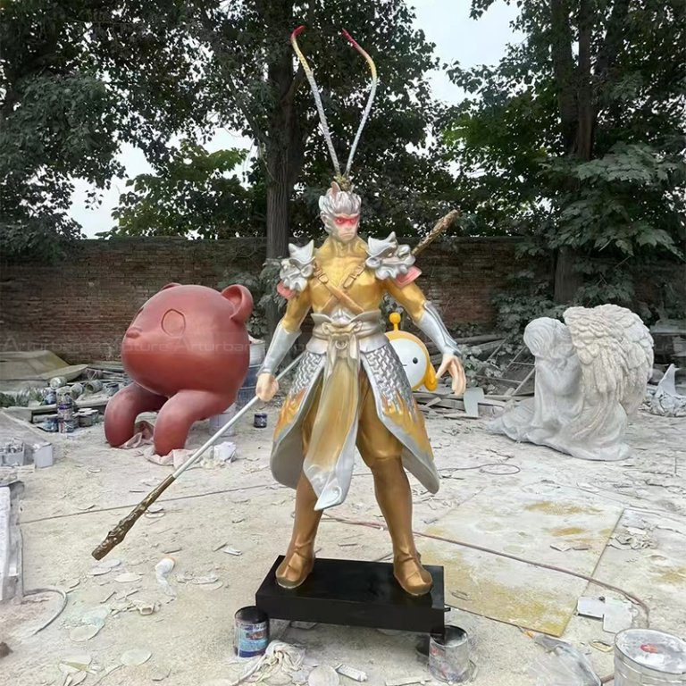 Chinese Monkey King Statue holding fiberglass staff