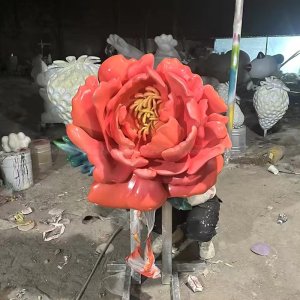 Statues de jardin de fleurs colorées en fibre de verre