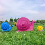 grupo colorido de Estátua de Caracol de Fibra de Vidro para Exterior