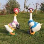 Fiberglass Goose Yard Statue gardening pair