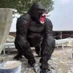 Fiberglass Gorilla Statue for Sale roaring outdoors
