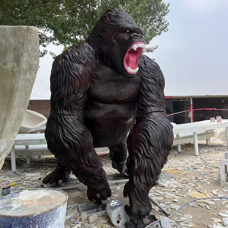 Fiberglass Gorilla Statue for Sale roaring outdoors