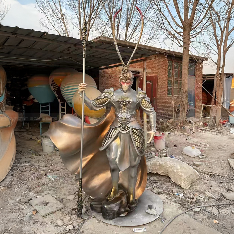 Fiberglass Monkey King Sculpture holding staff