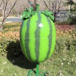 Fiberglass Watermelon Statue with leafy stem