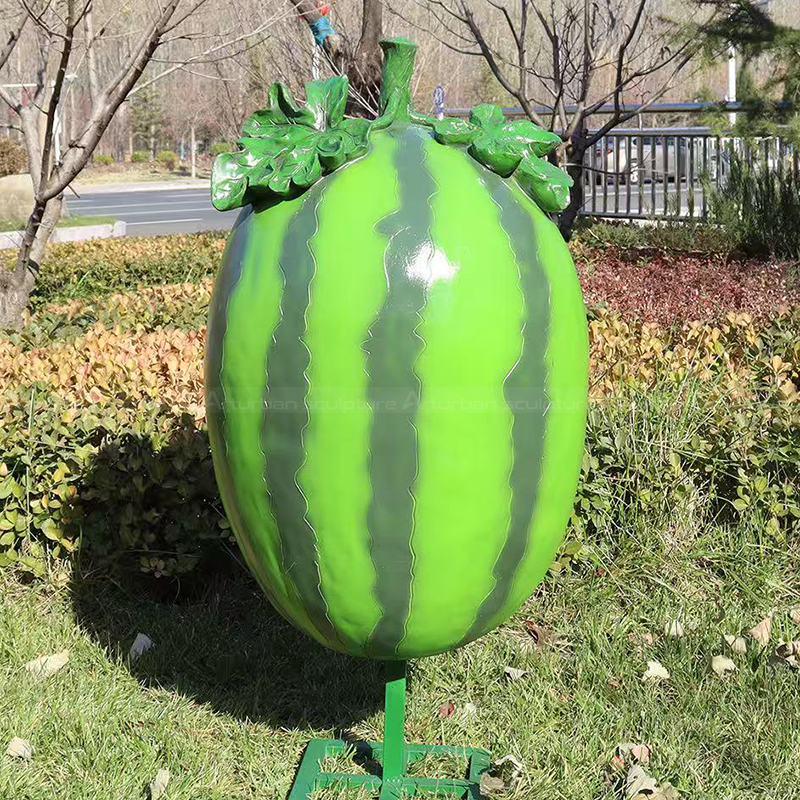 Fiberglass Watermelon Statue with leafy stem
