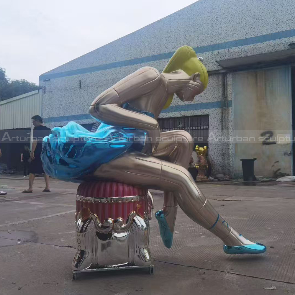Jeff Koons Ballerina Sculpture stainless steel side