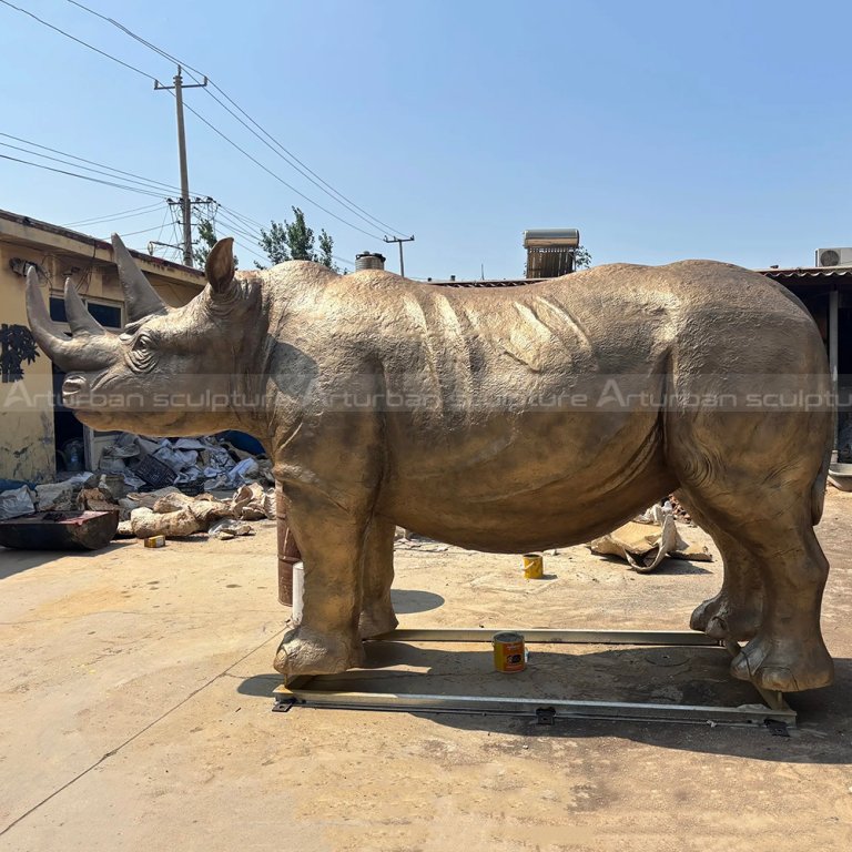 Life Size white Rhino bronze Sculpture