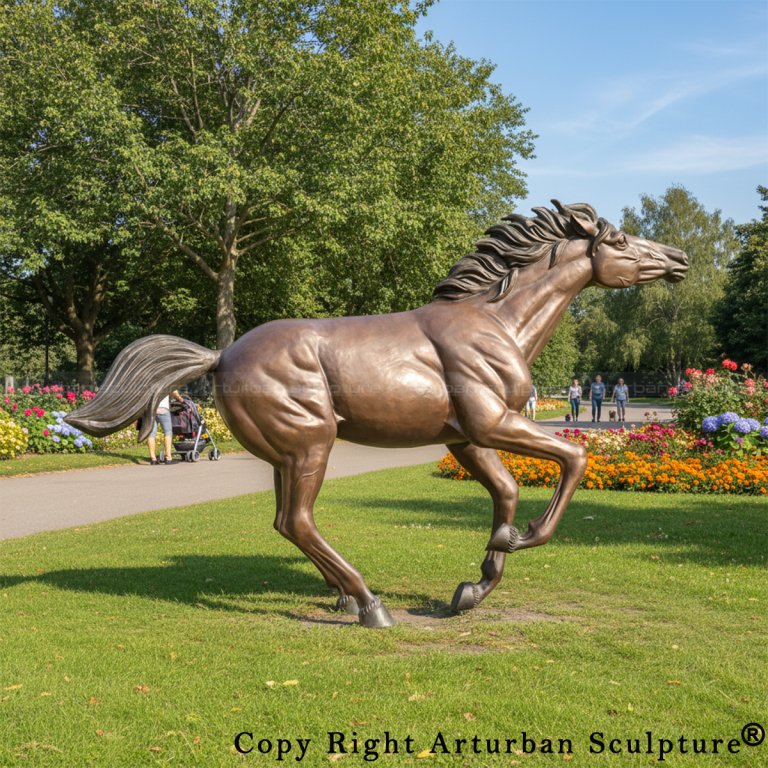 Life size Bronze Stallion Statue in park