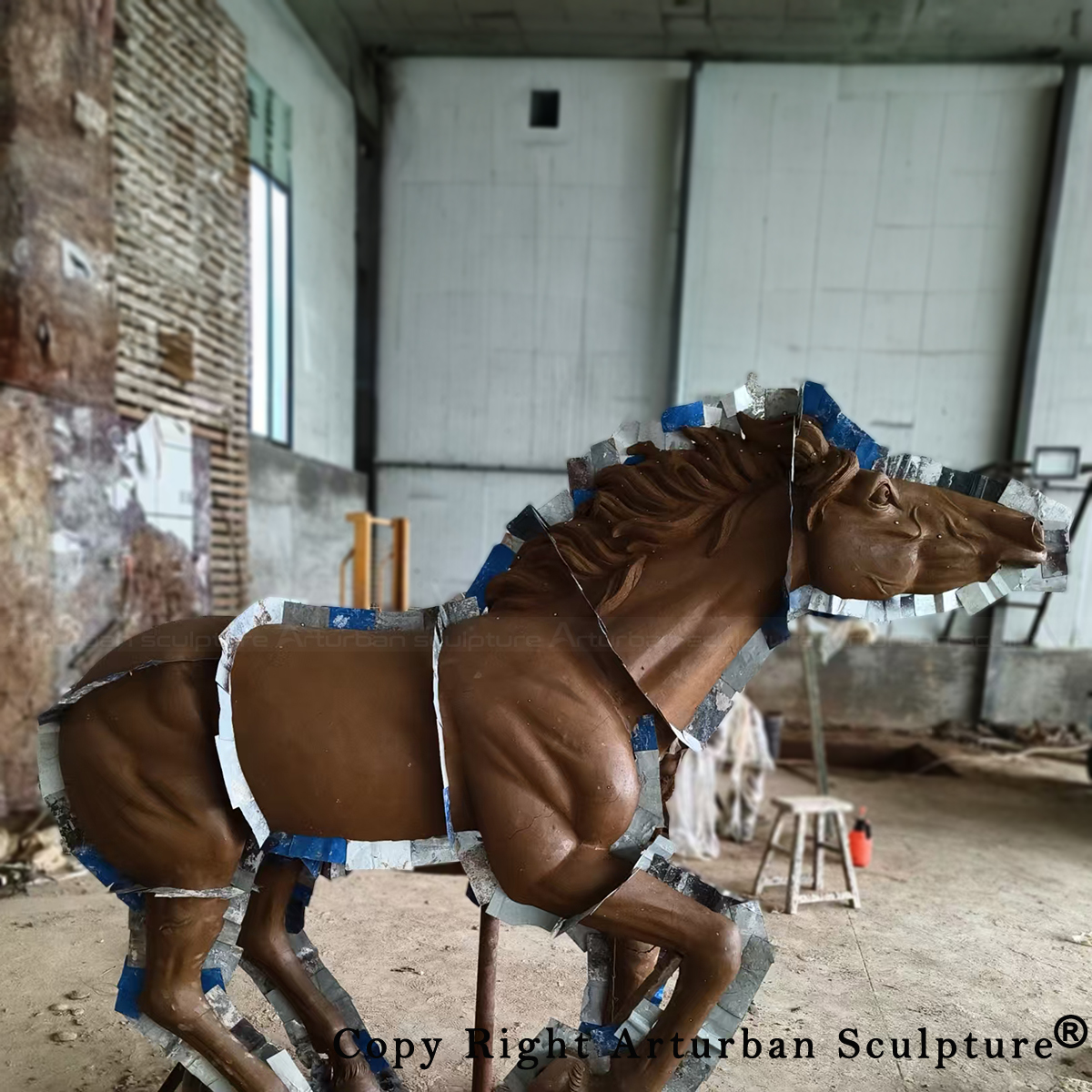 Mold making for bronze running horse statue
