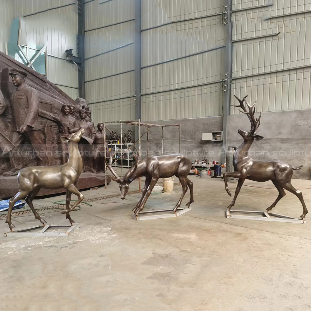 Outdoor Deer Statues for Sale bronze group