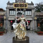 Outdoor fiberglass Monkey King Sculpture on pedestal