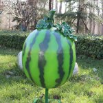 Outdoor fiberglass Watermelon Statue on lawn