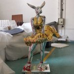 Rabbit Woman Statue in stainless steel