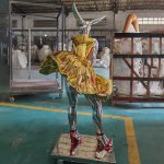 Rear view Rabbit Woman Statue dress