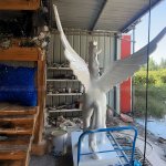 Rear view of large White Pegasus Statue