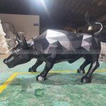 Stainless steel Geometric Wall Street Bull Sculpture